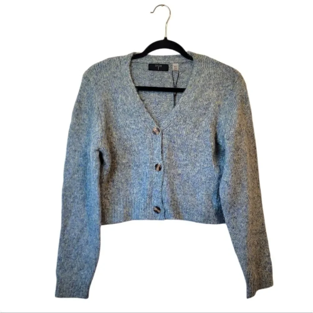 Tahari Women's Blue Green Cozy Knit Cropped Cardigan Size M NWT